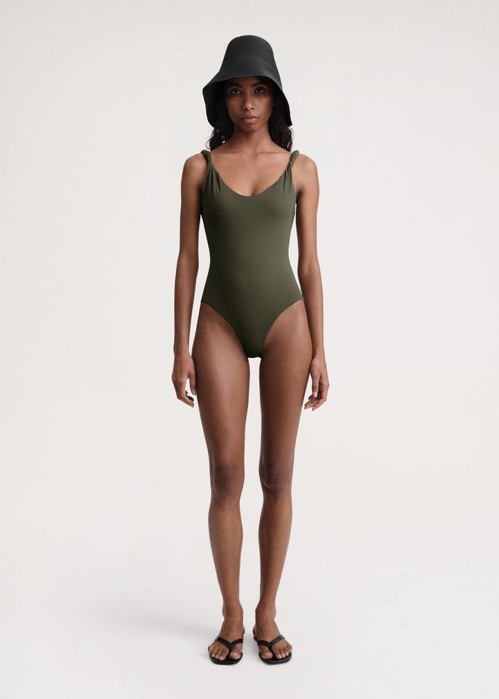 Twist-strap swimsuit faded olive - 2