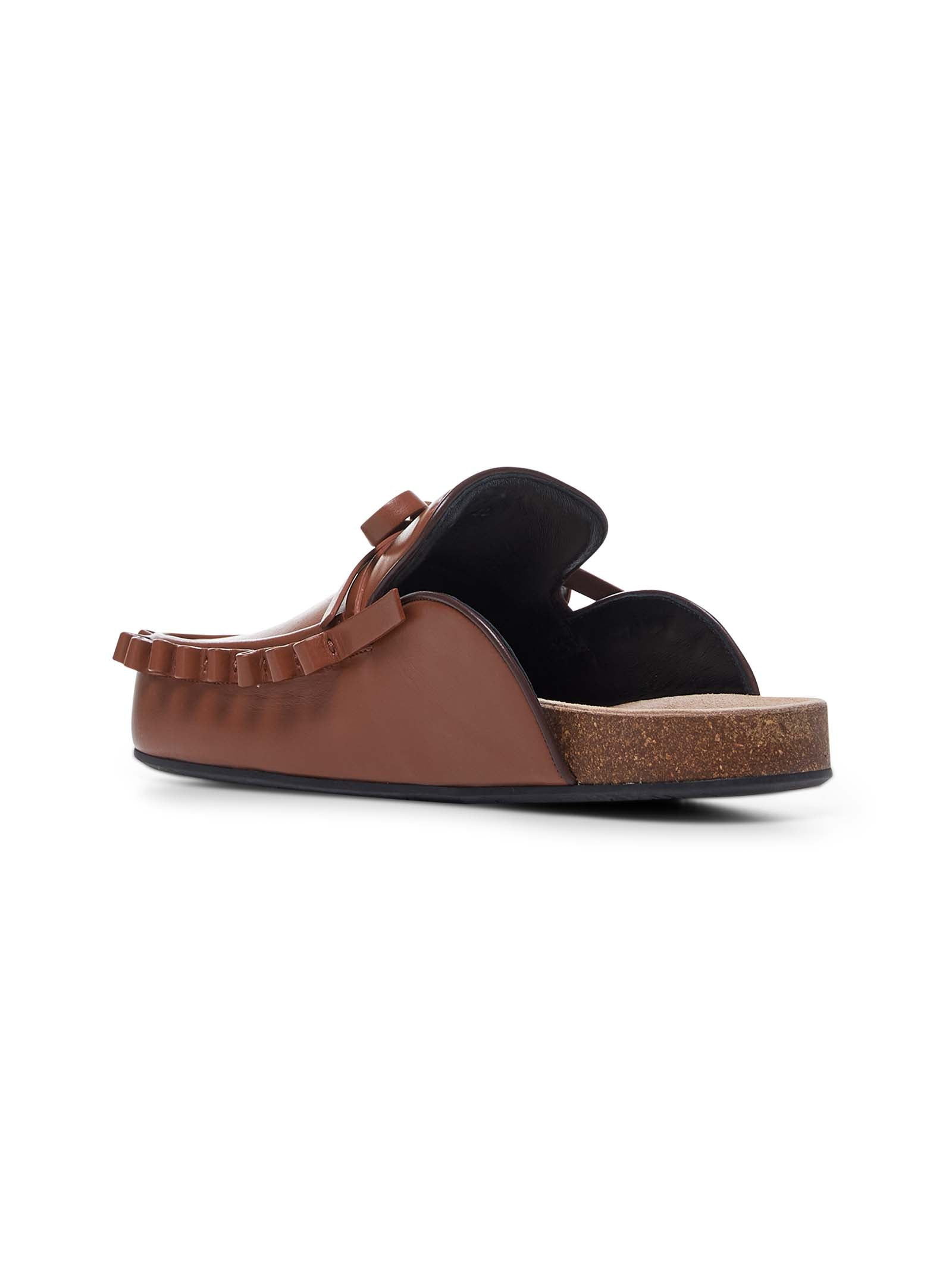 Tan leather Ruffle mules - 3