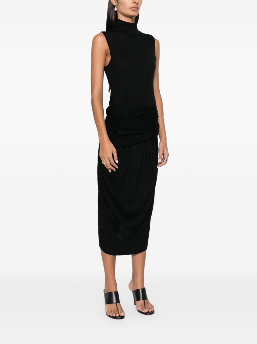 draped midi dress - 3