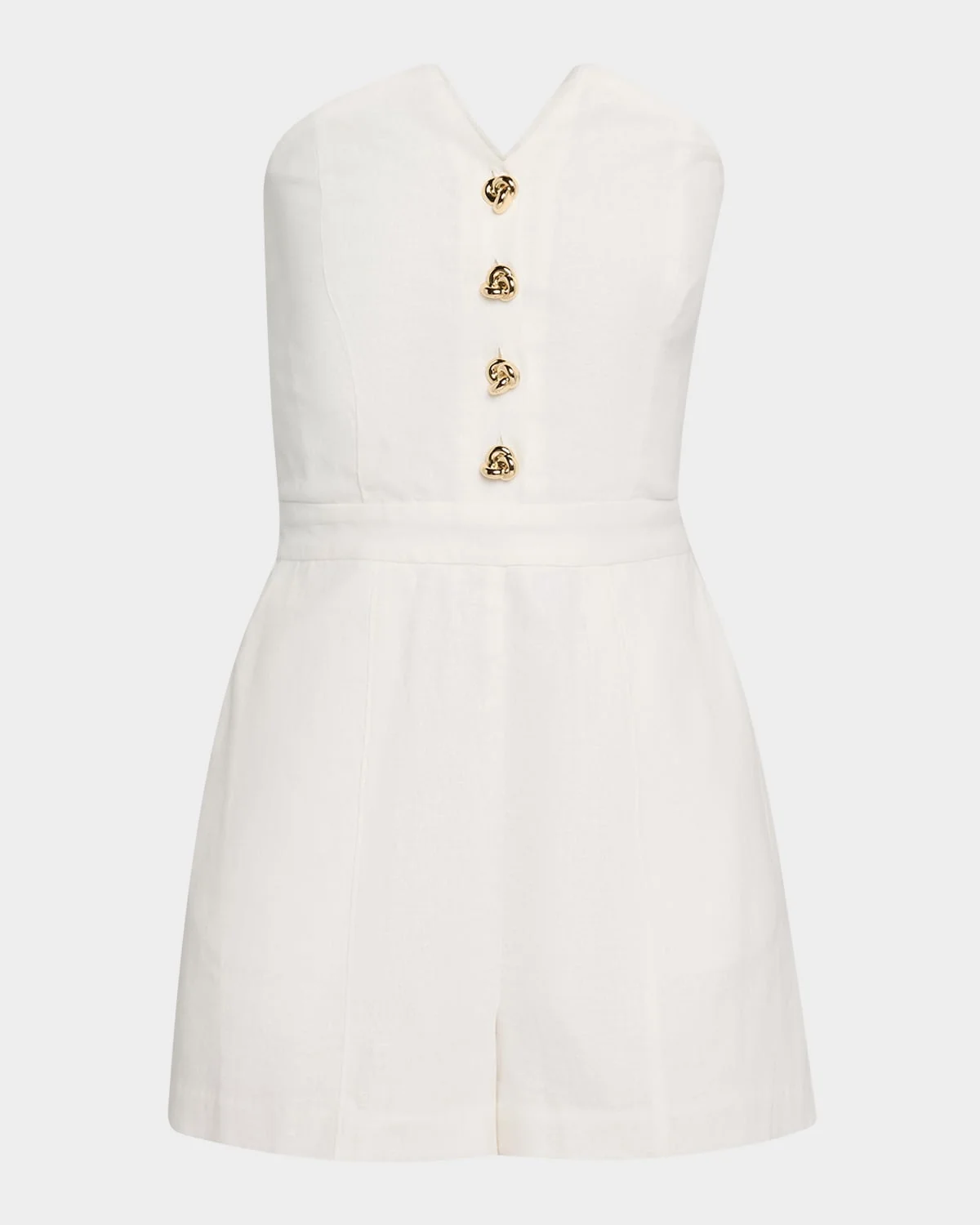 Carine Button-Front Linen Romper - 1