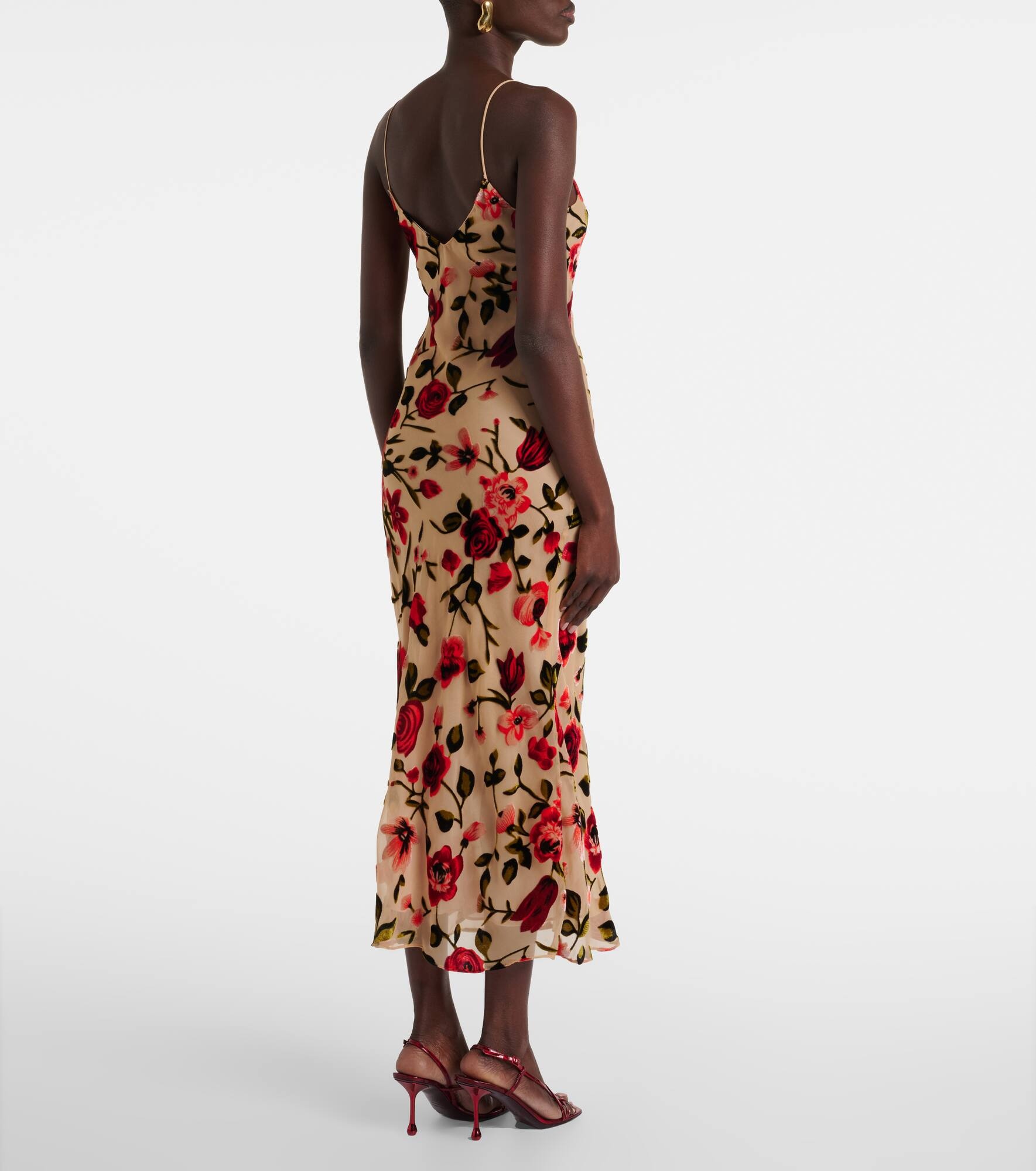 Sheer floral velvet devoré slip dress - 3