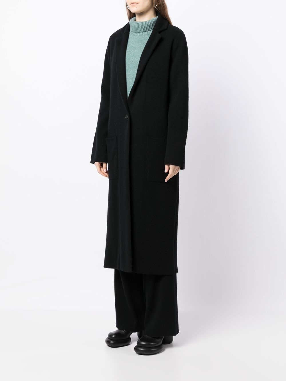 single-breasted fitted coat - 3