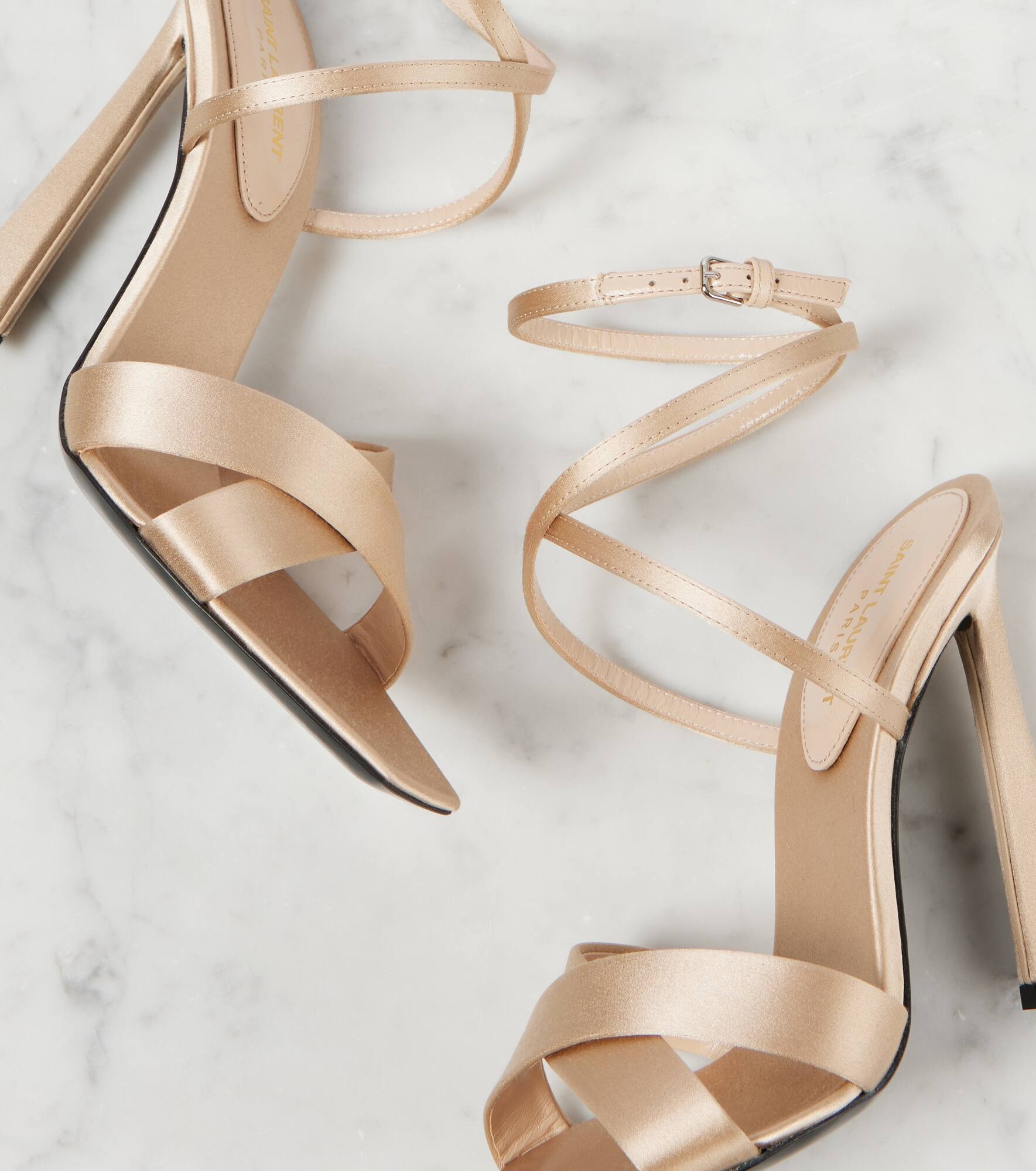 【送料込】Saint Laurent_Corinne 110 satin crepe sandals SAINT LAURENT Corinne 110 satin crêpe sandals | REVERSIBLE