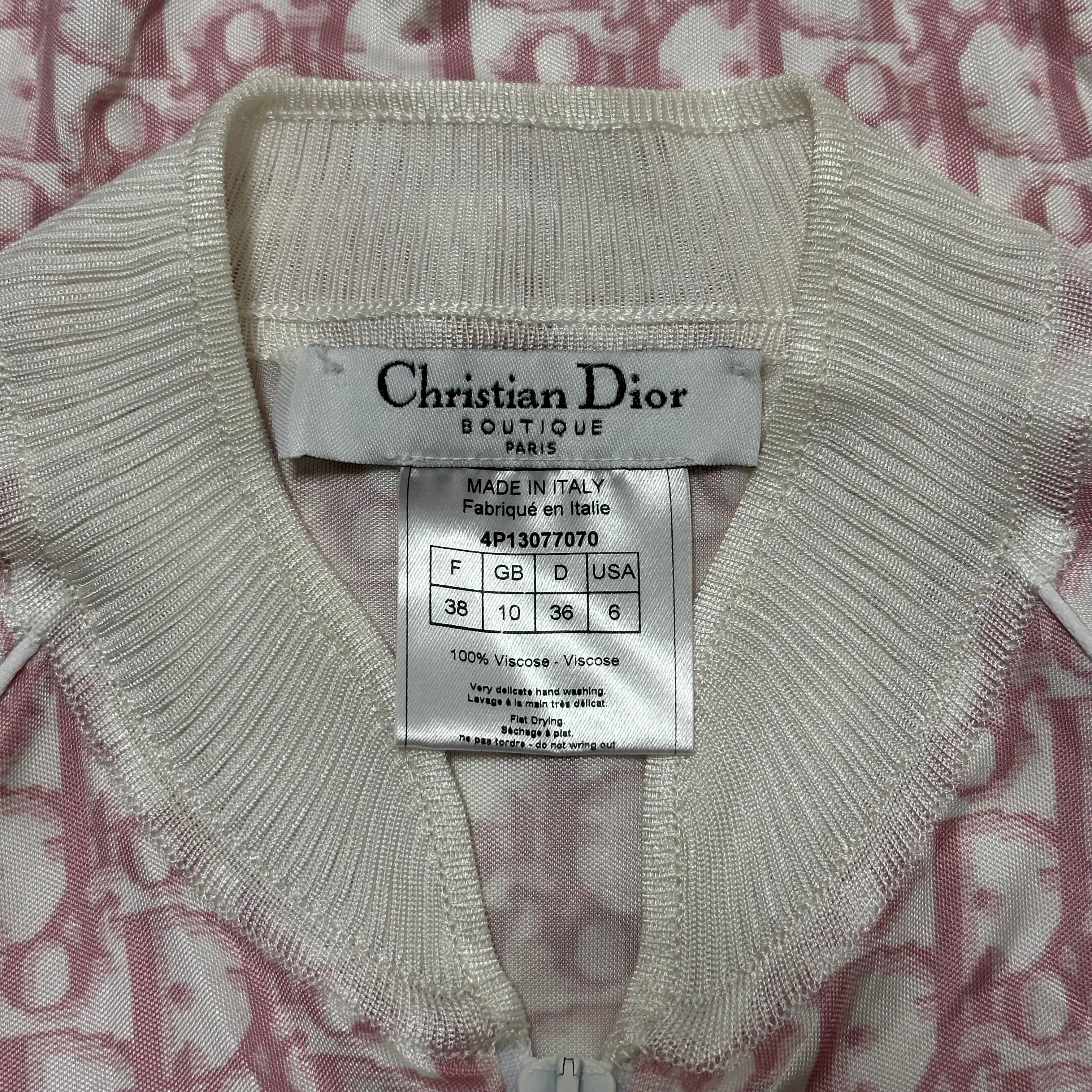 CHRISTIAN DIOR Spring Summer 2004 Trotter Print Swarovski No. 1 Flower Zip Up Jacket - 7