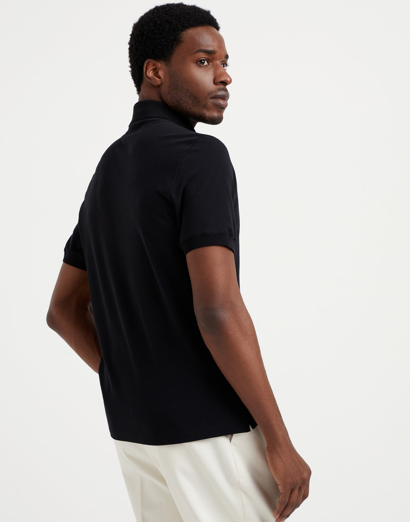Brunello Cucinelli Cotton piqué polo shirt with printed logo outlook