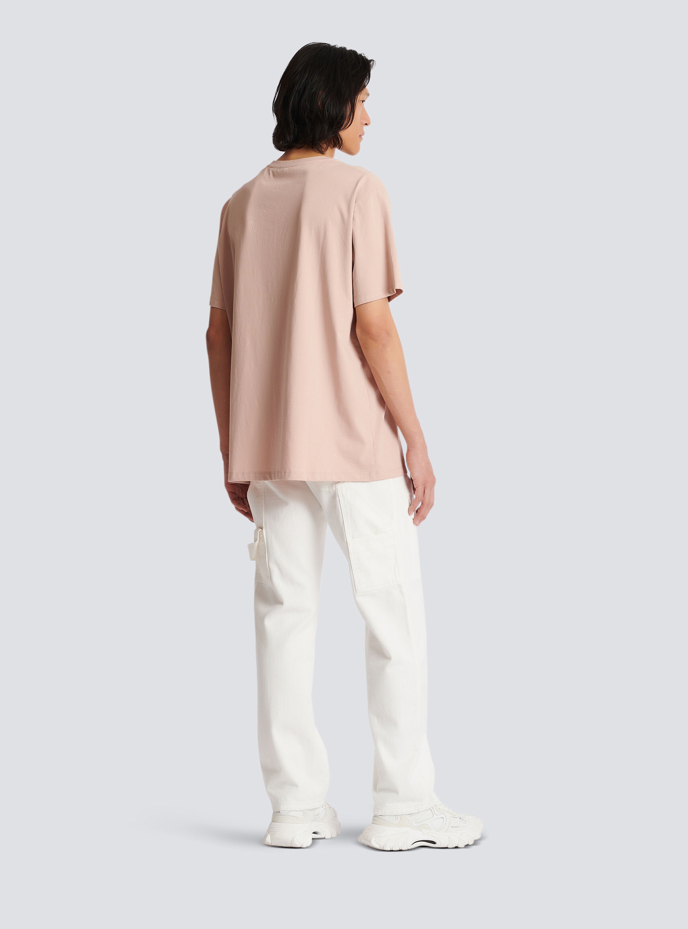 Flocked Balmain logo T-shirt - 4