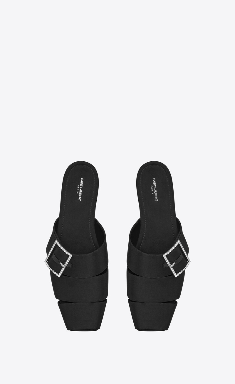 jacques flat mules in crepe satin 3