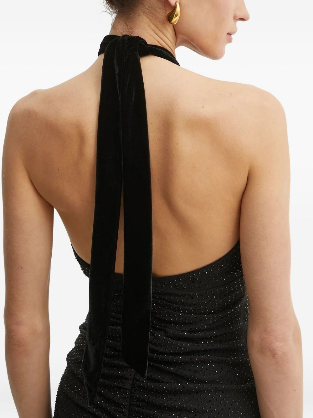 embellished halterneck midi evening dress - 5