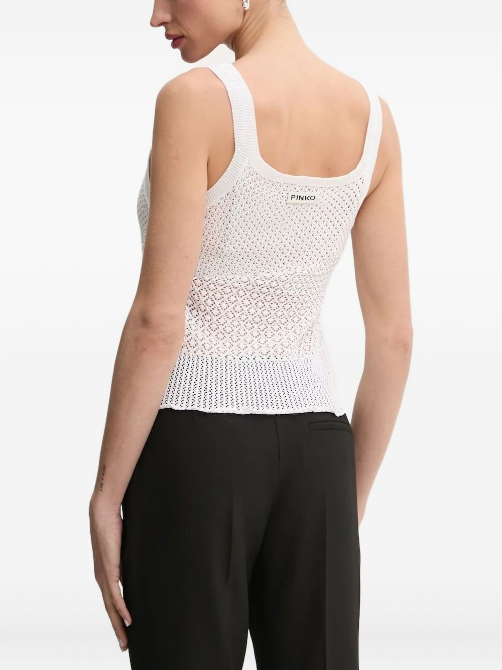 open-knit scallop-hem top - 2