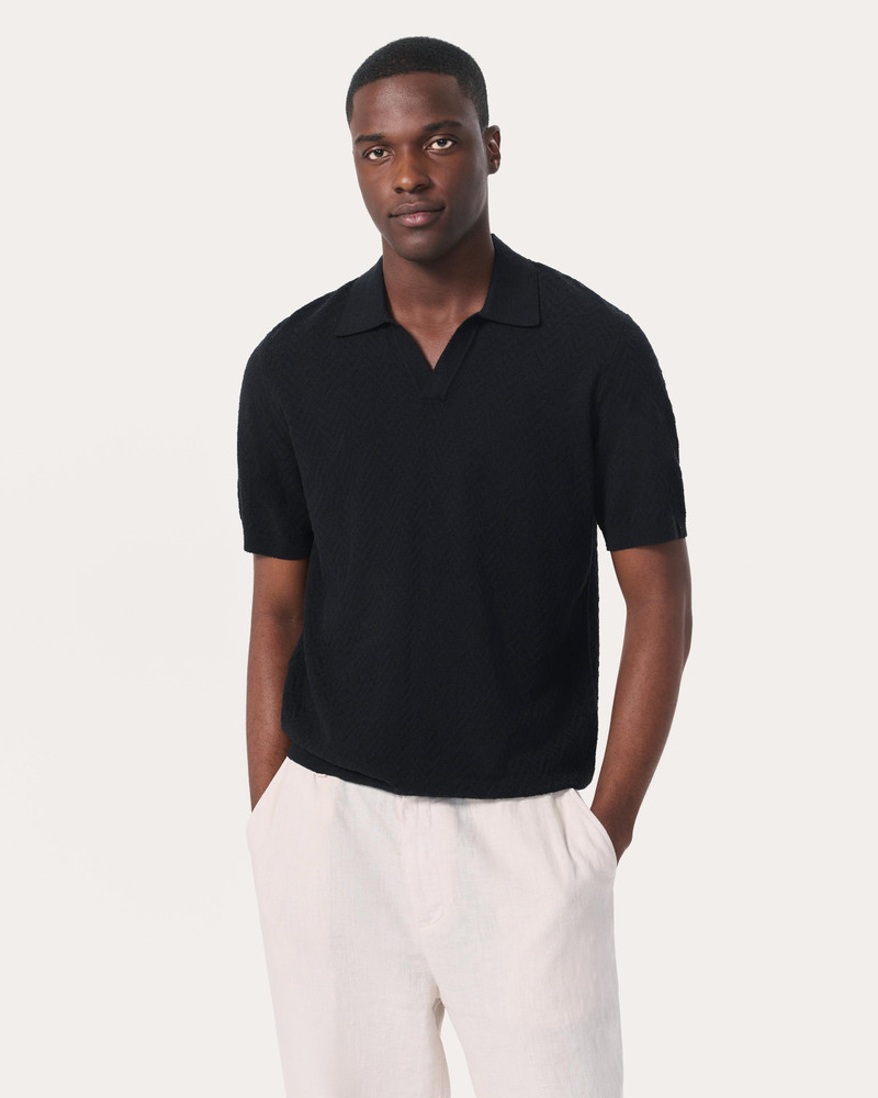 Zuma Herringbone Knit Polo Shirt Terry Toweling 1