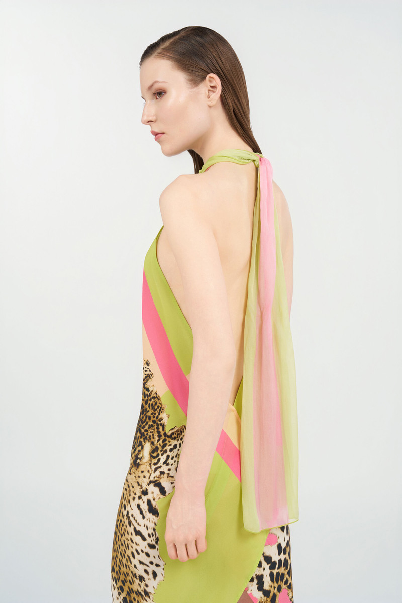 Cavalli Pop Print Silk Midi Dress 7