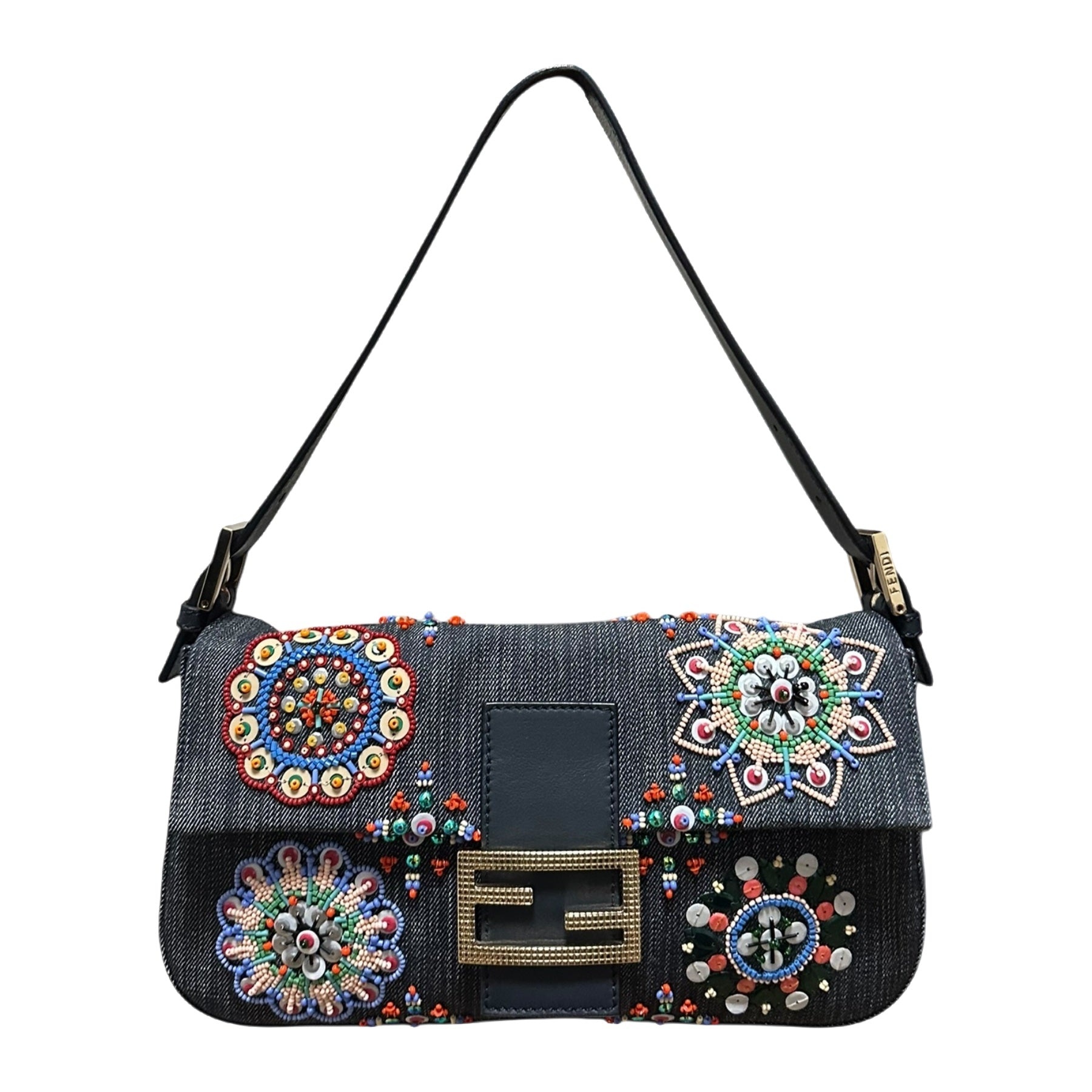 FENDI Denim Beaded Mamma Baguette Bag - 1