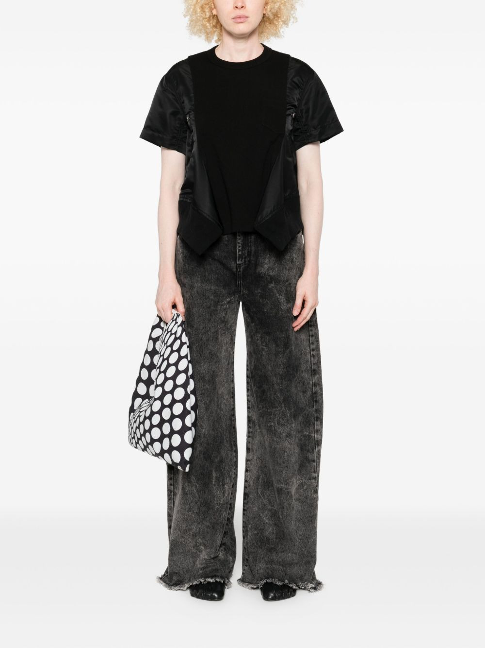 Sacai Women Cotton And Nylon T-Shirt - 4