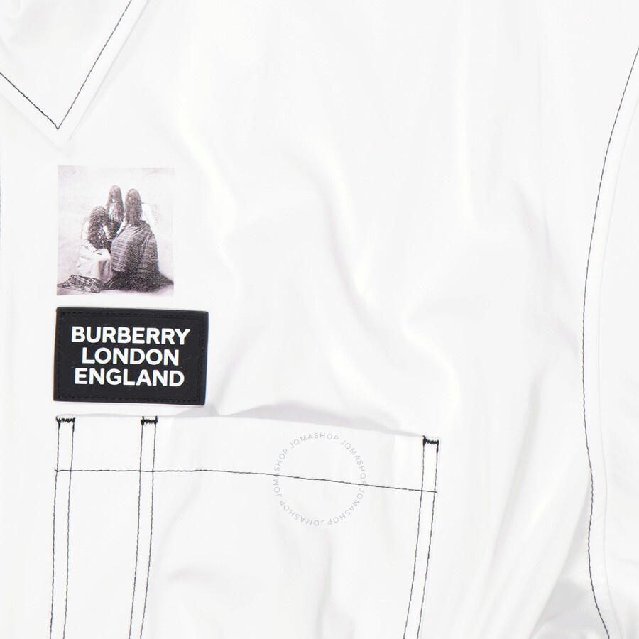 Burberry Ladies Optic White Knitted Panel Short-Sleeved Shirt - 7