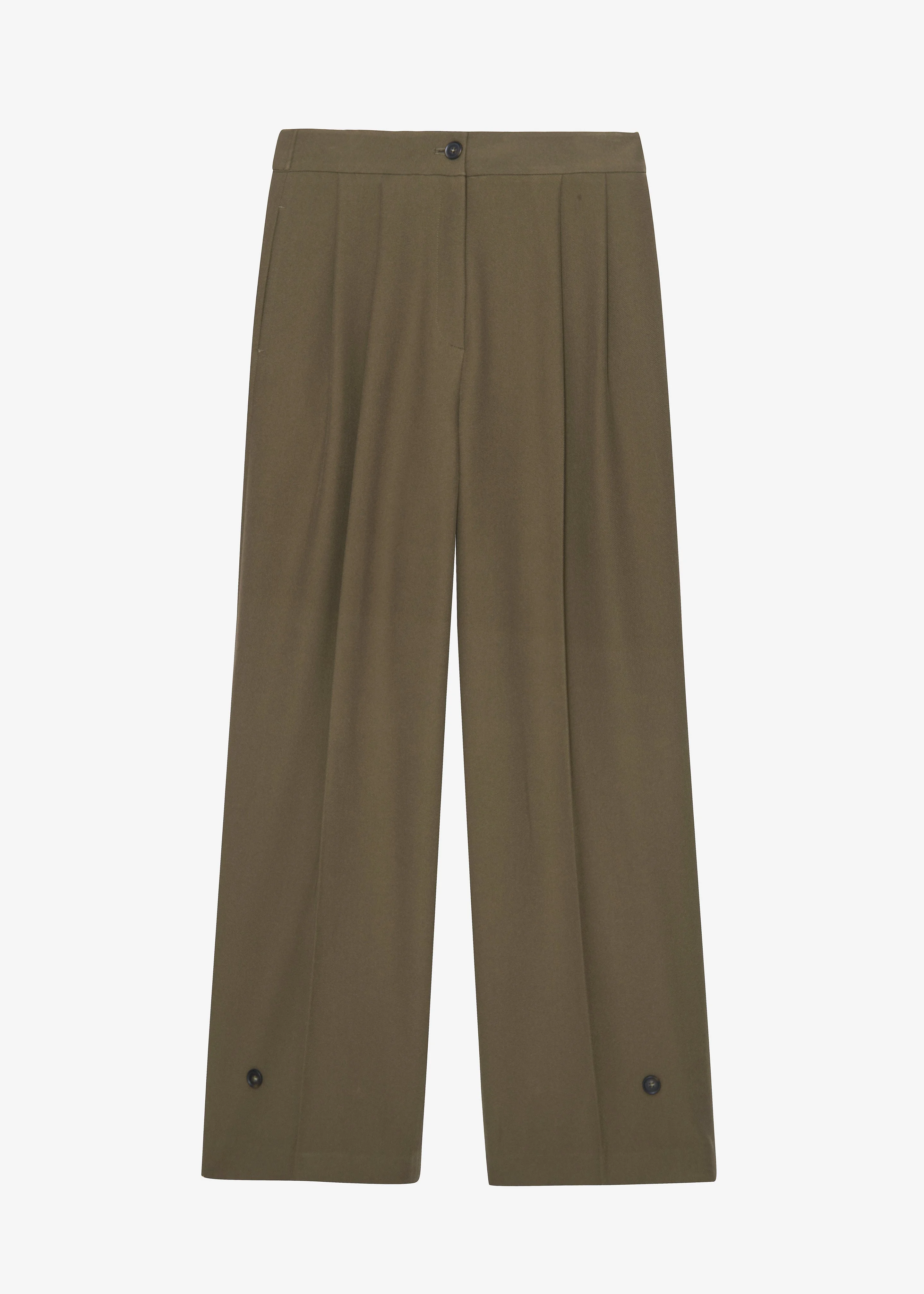 Dina Pleated Trousers - Khaki - 1