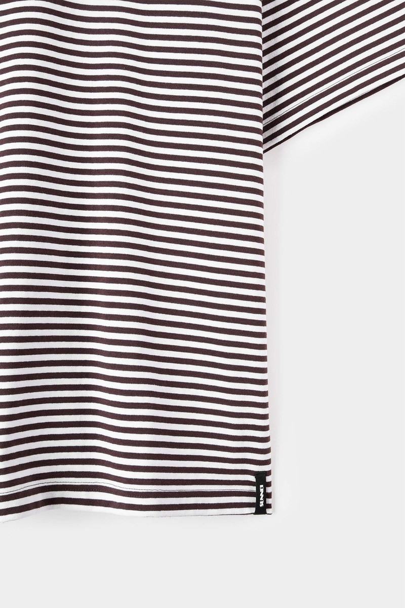 STRIPED OVER T-SHIRT / brown & optical white 6