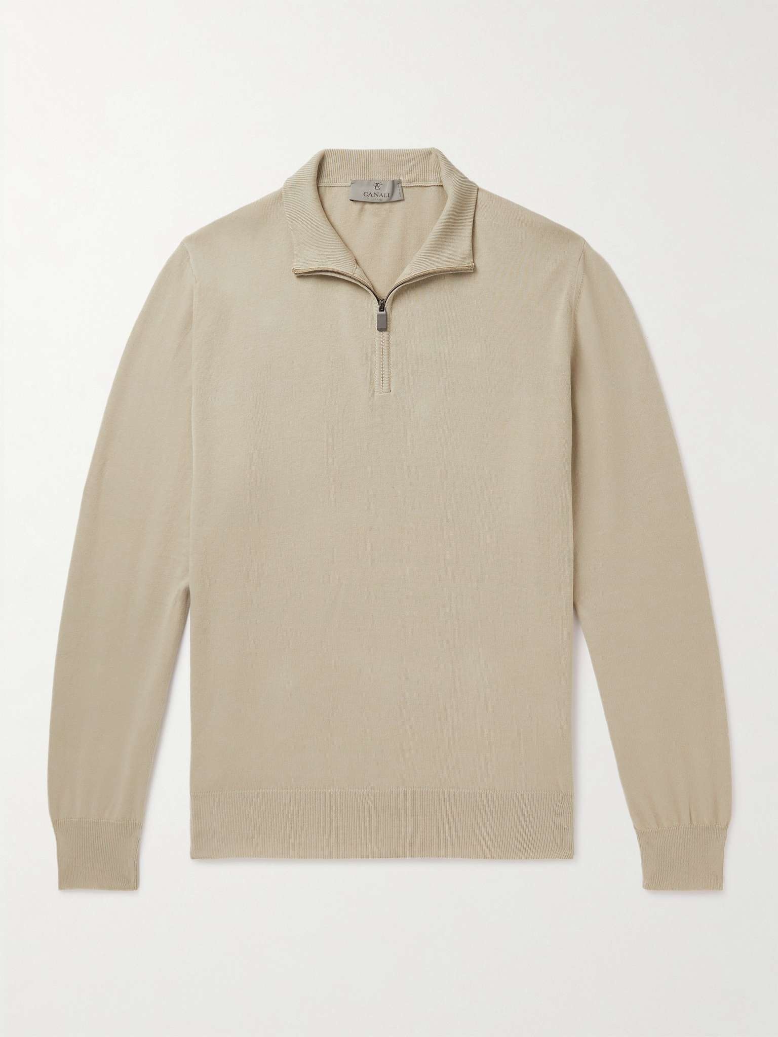 Slim-Fit Cotton Half-Zip Sweater - 1