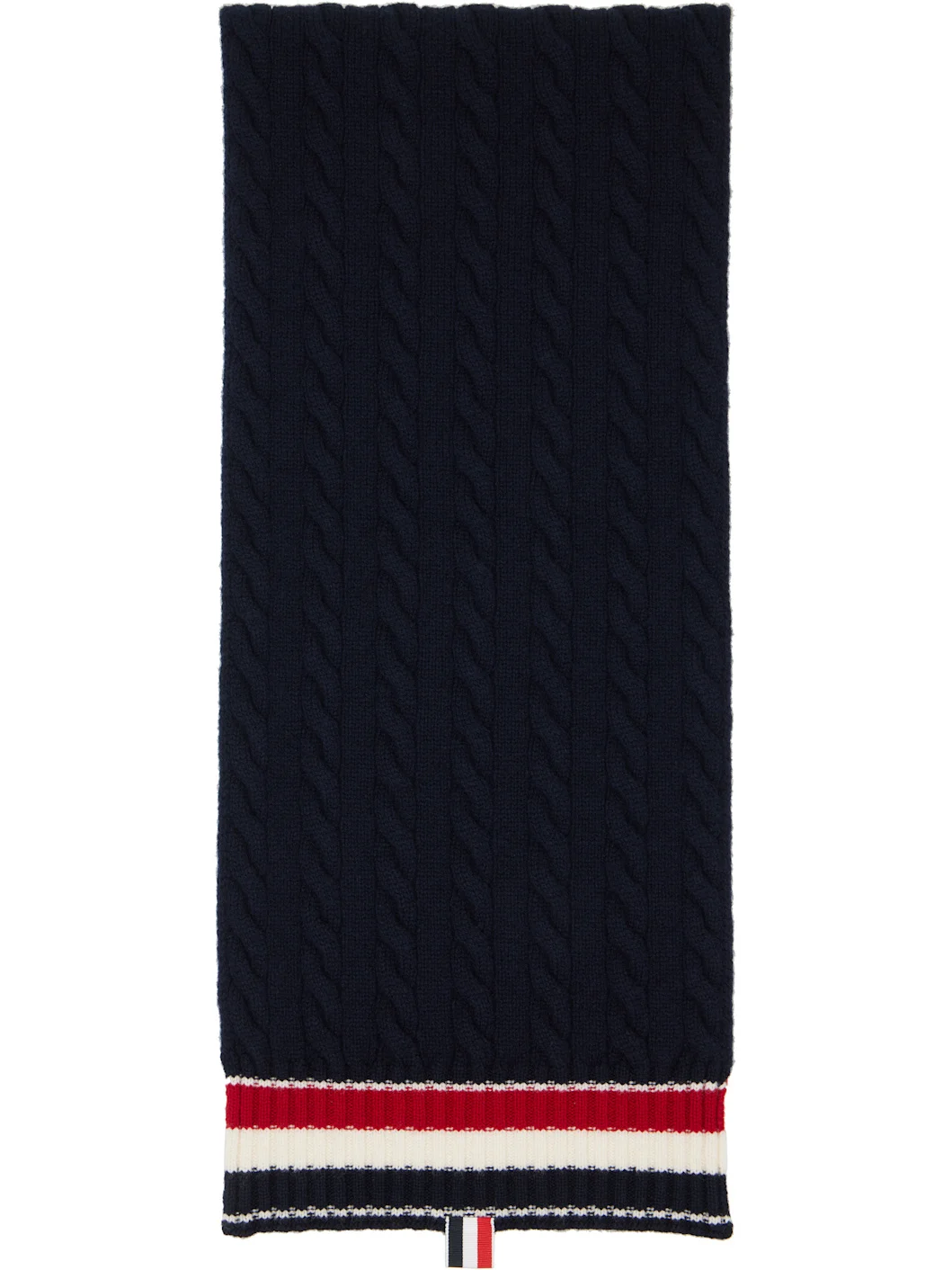 Navy Cable Knit Wool Scarf - 1