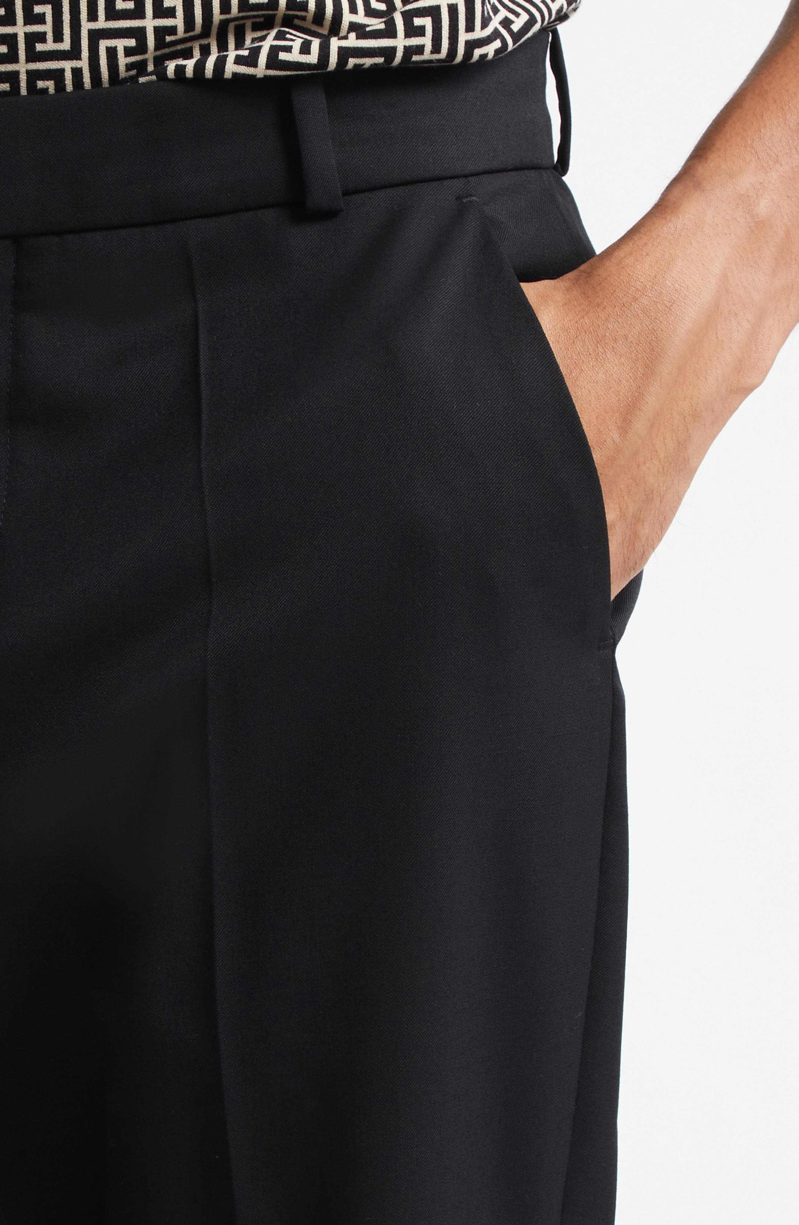 Balmain Tailored Straight Leg Wool Pants in Black at Nordstrom - 5