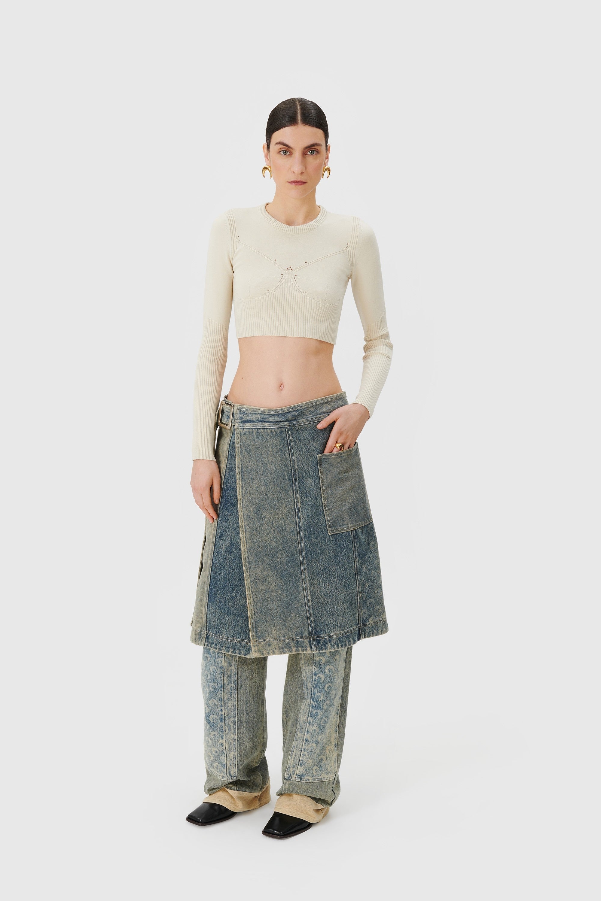 Rib Knit Cropped Top - 2