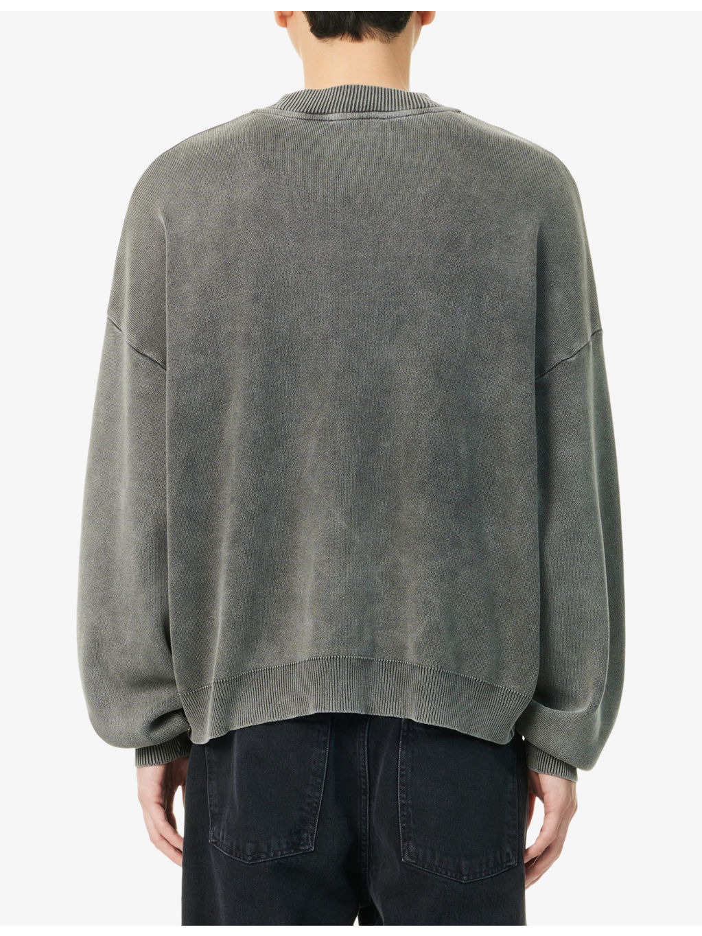 Stamped Faded-Wash Knitted Jumper - 4