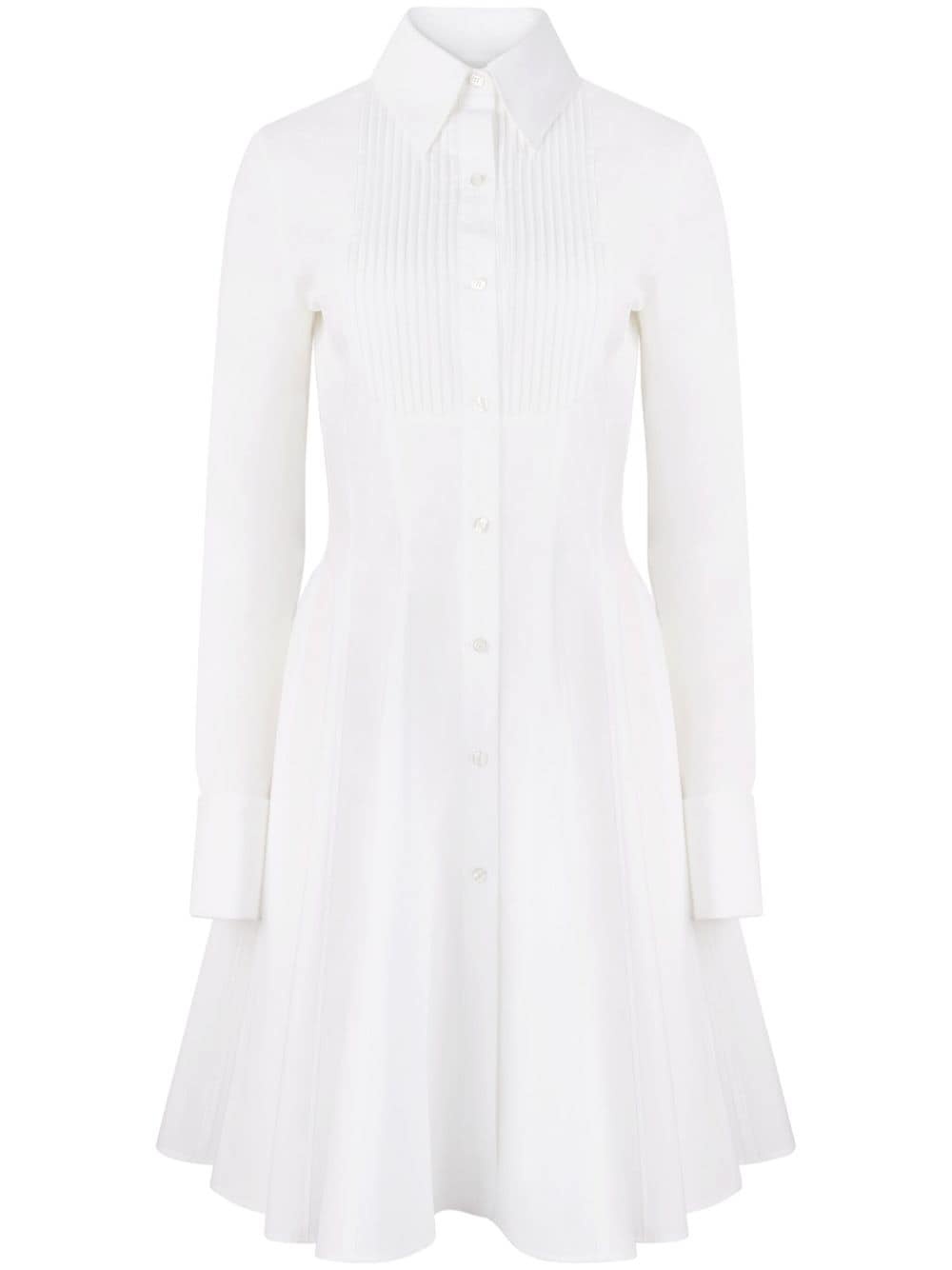 pintuck-detailing poplin shirt dress - 1