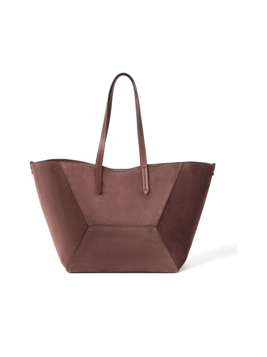 Suede Leather Shopper With Folded Design - 5