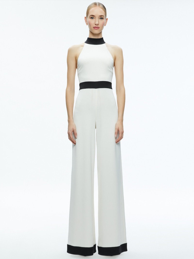 Alice + Olivia CATALINE HIGH NECK WIDE LEG JUMPSUIT outlook