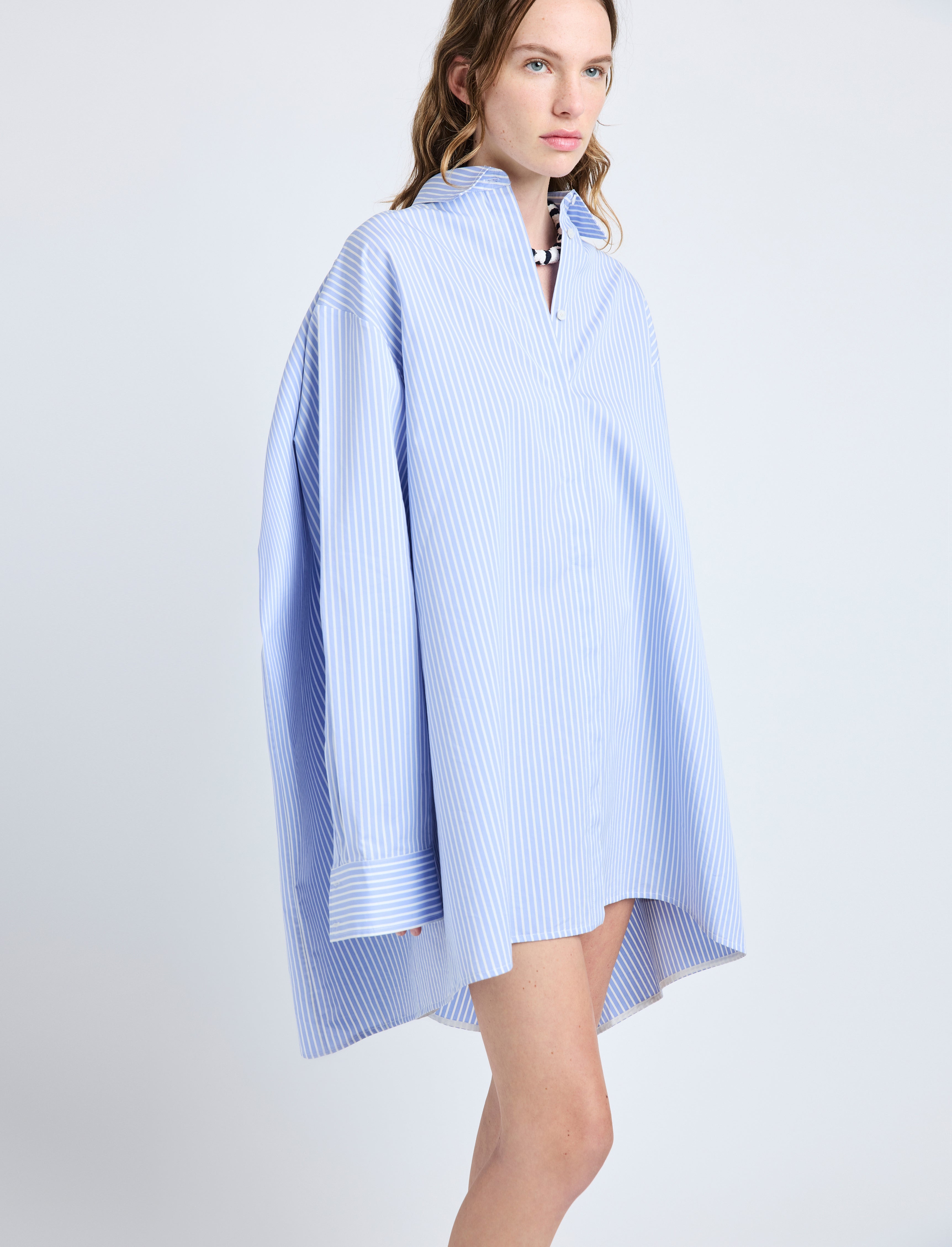 Isla Dress in Stripe Cotton Silk Poplin - 5