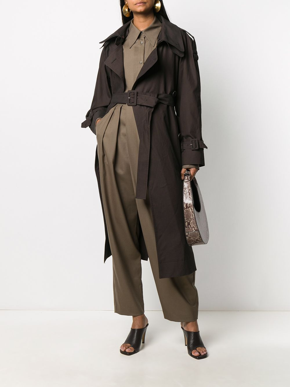 belted double-breasted trench coat - 2