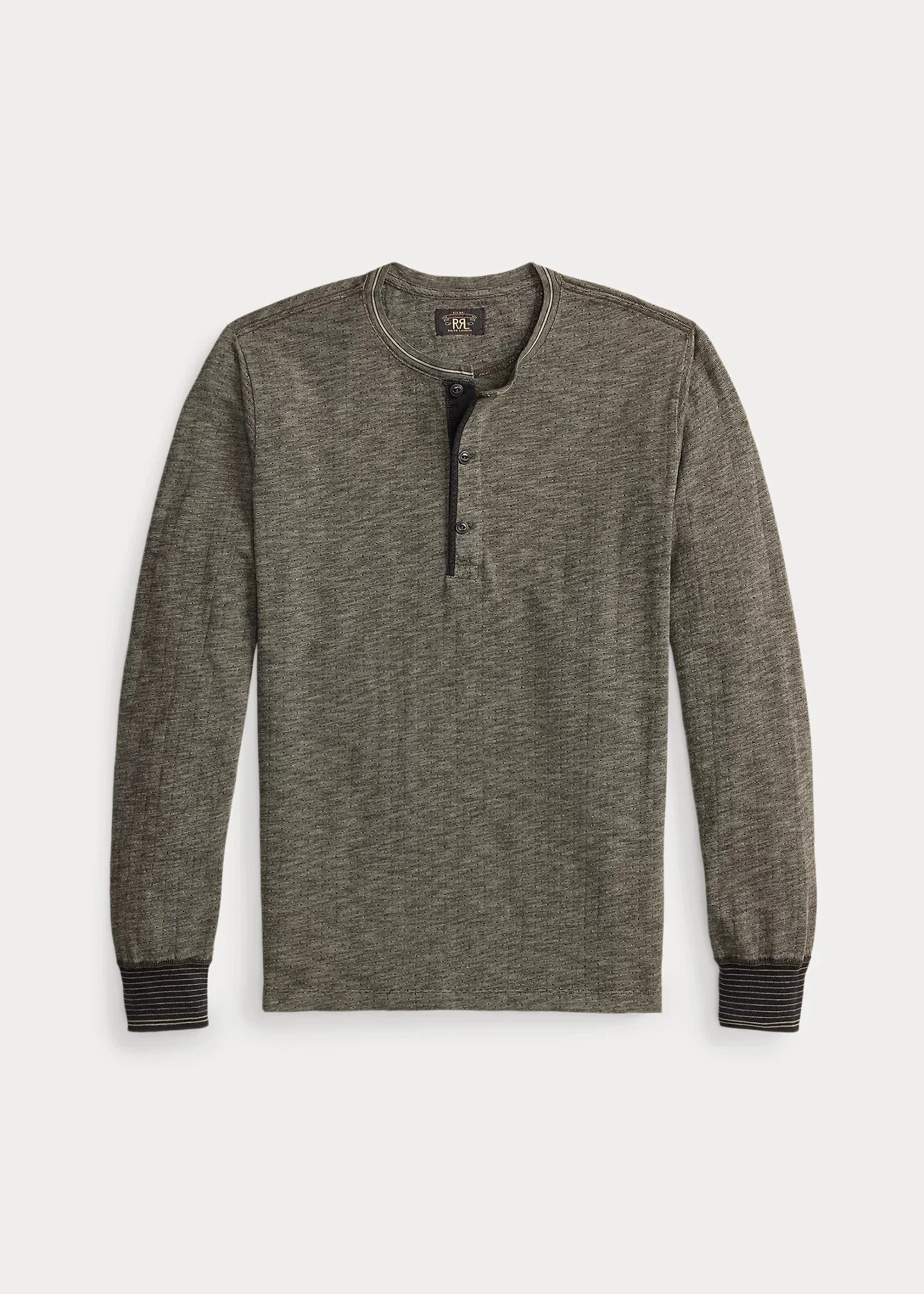 Indigo Jacquard Henley Shirt - 1