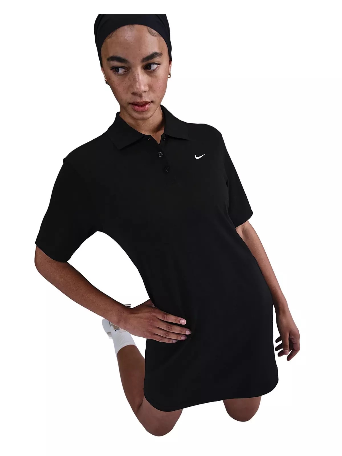 Women's Sportswear Essential Short-Sleeve Polo Dress -Black - 3