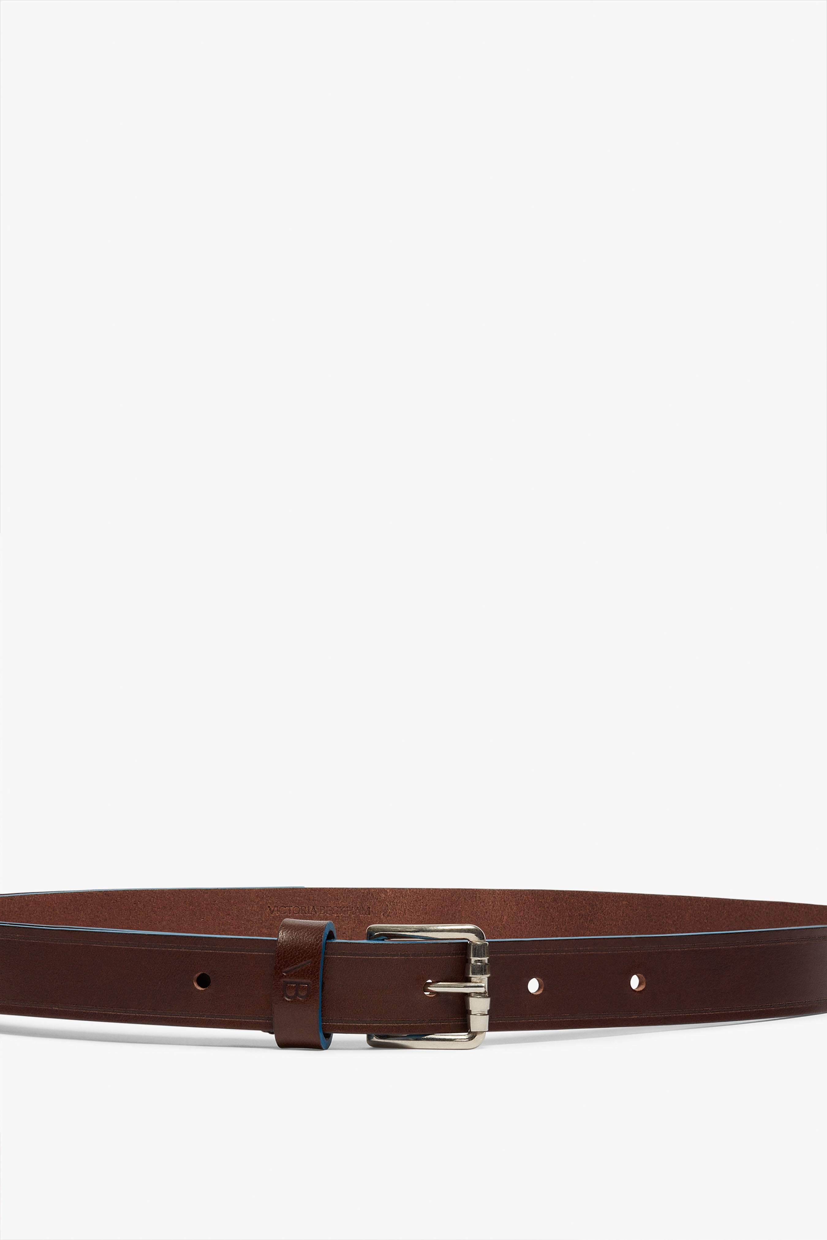 Thin Belt with Roller Buckle in Dark Brown - 2