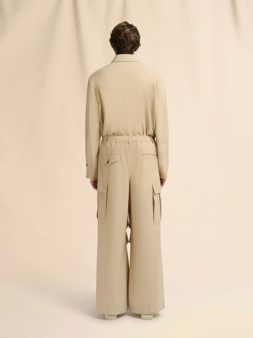 BEIGE WOOL CARGO PANTS WITH MARNI SYMBOL - 3