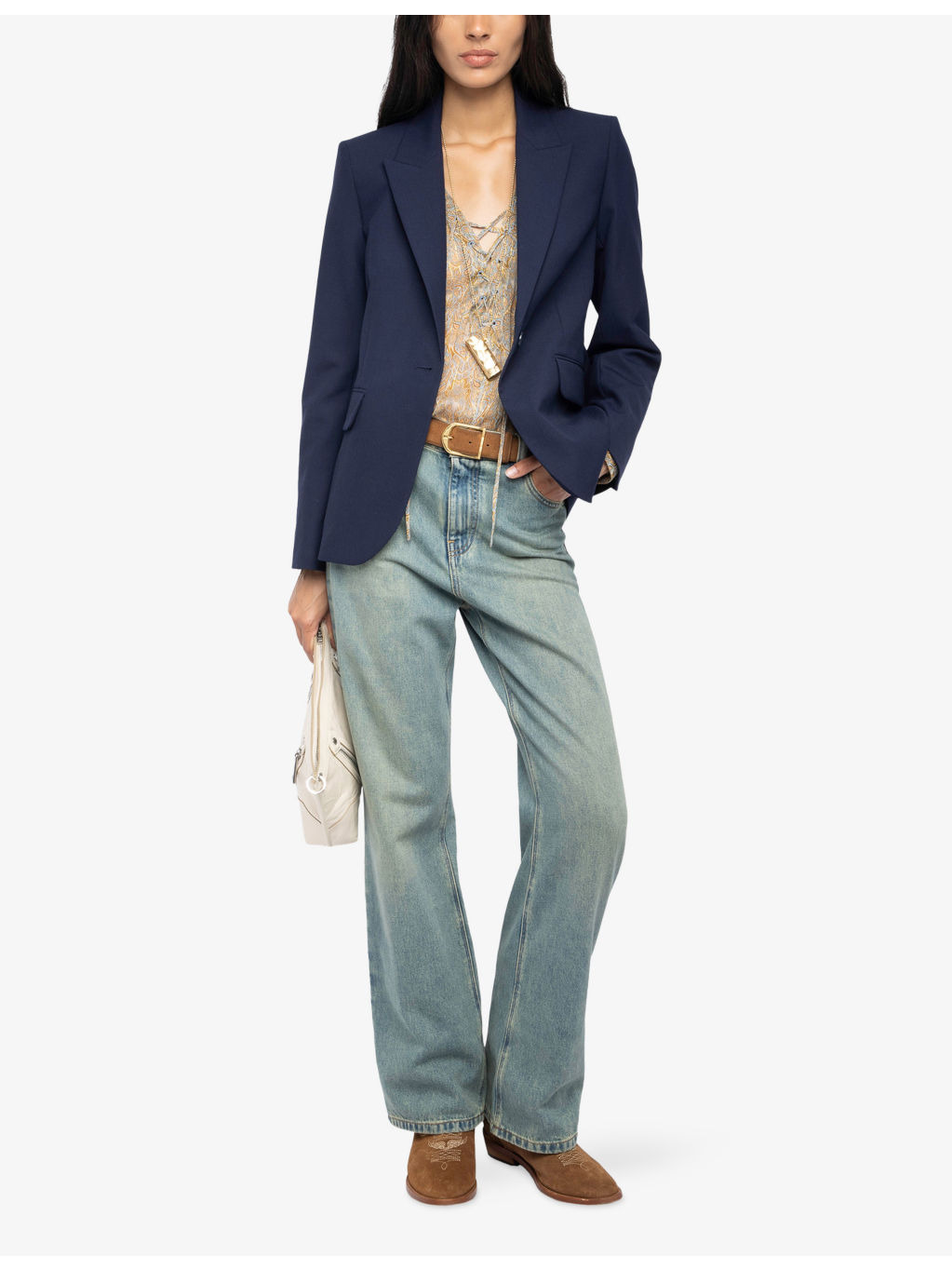Vavy Eagle-Embellished Single-Breasted Stretch-Woven Blazer - 2