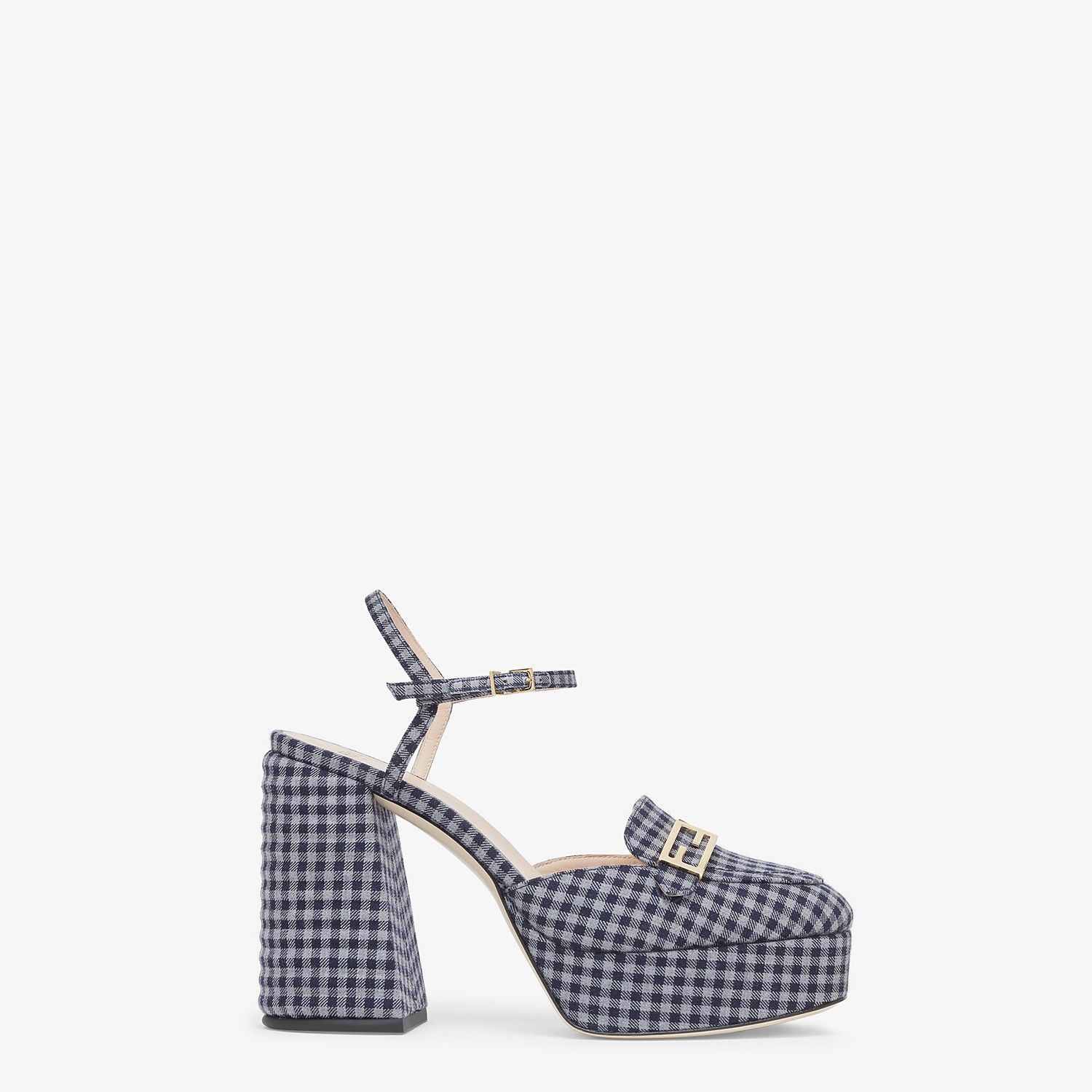 Gray check fabric Promenade loafers - 1