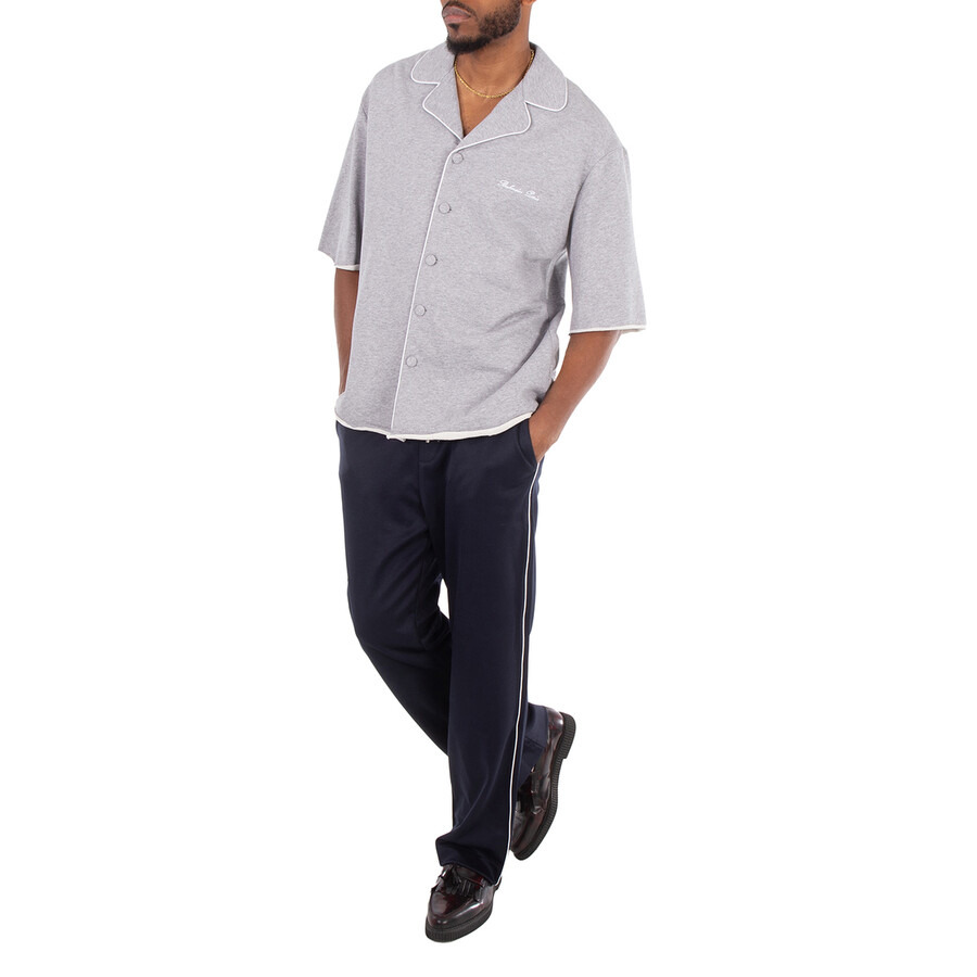 Balmain Men's Grey Cotton Shirt With Embroidered Logo - 6