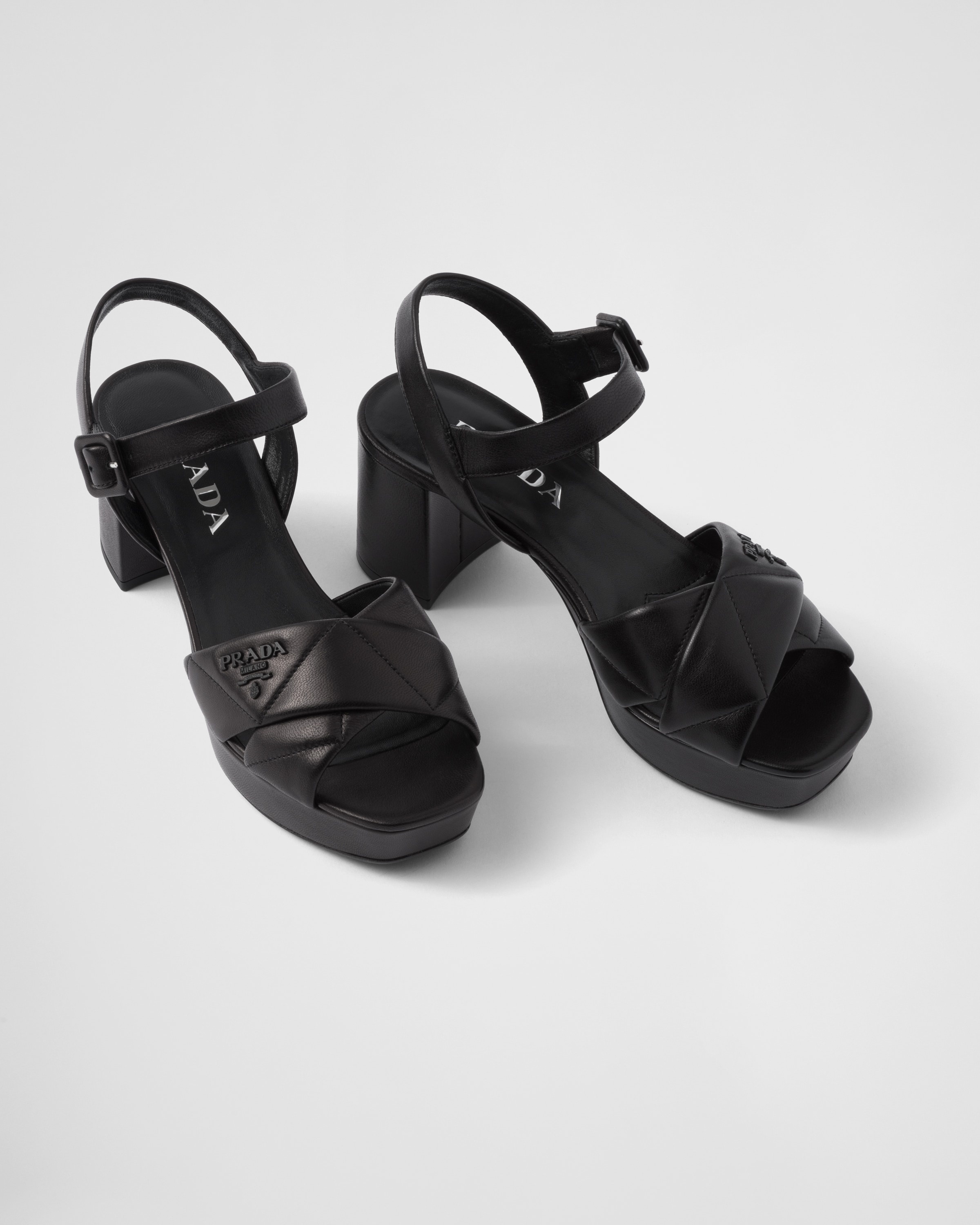 Quilted nappa leather platform sandals - 3