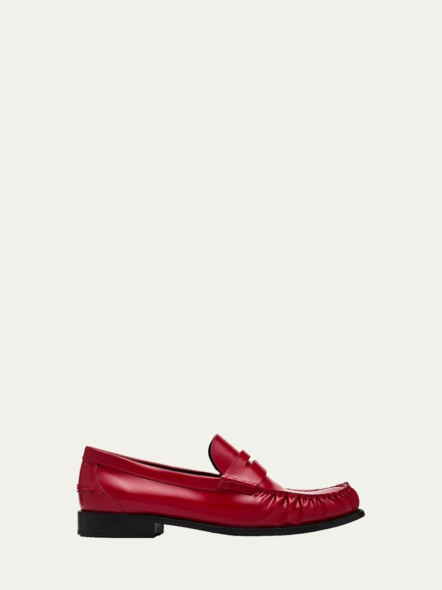 20mm Leather Moc-Toe Penny Loafers - 1