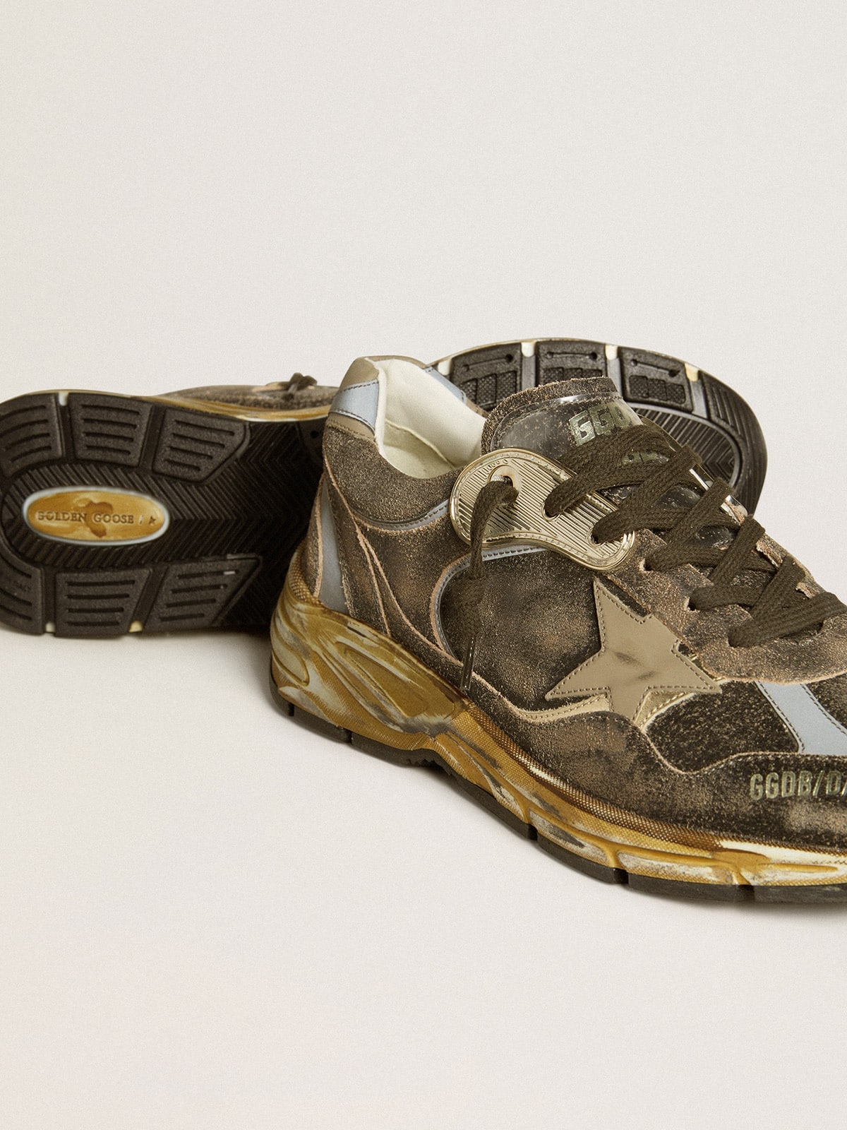 Men’s Dad-Star in suede and nylon with khaki leather star and heel tab - 4