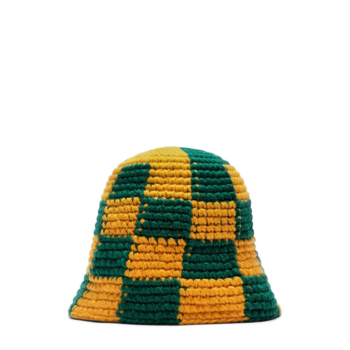 CHECKER KNIT BUCKET HAT - 1