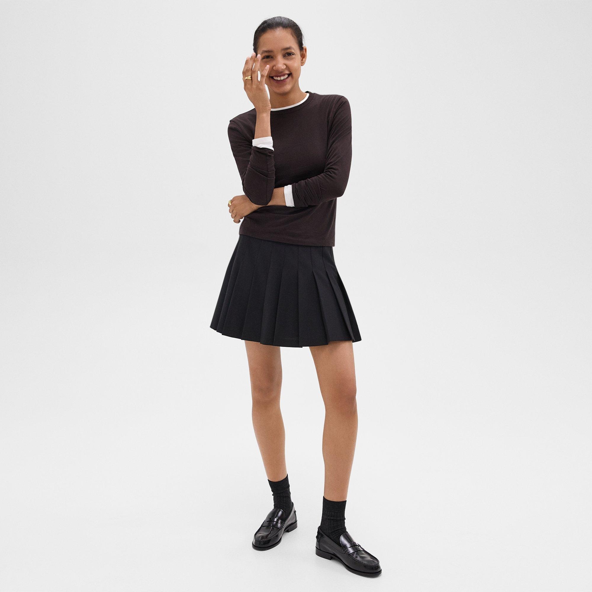 Pleated Mini Skirt in Stretch Wool-Blend - 2