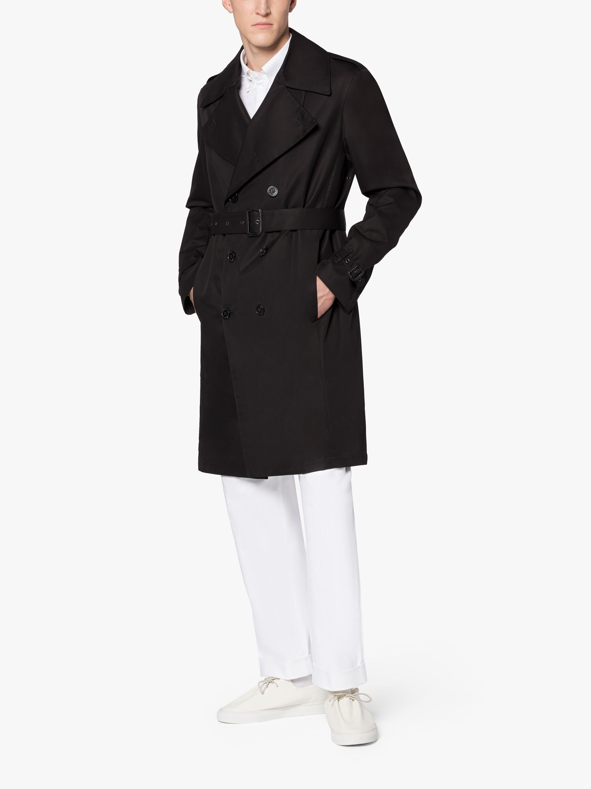 ST ANDREWS BLACK COTTON TRENCH COAT - 4