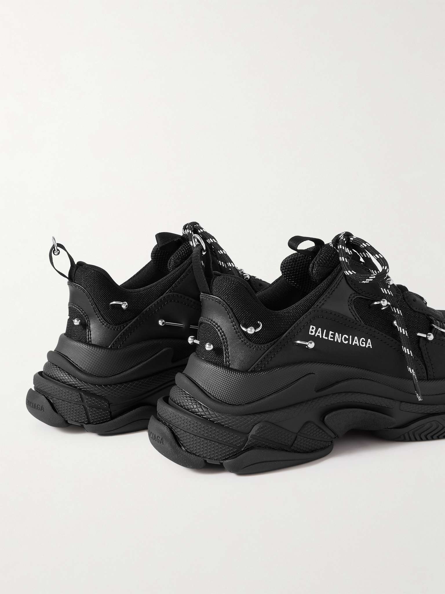 Triple S Piercing Mesh, Rubber and Leather Sneakers - 5