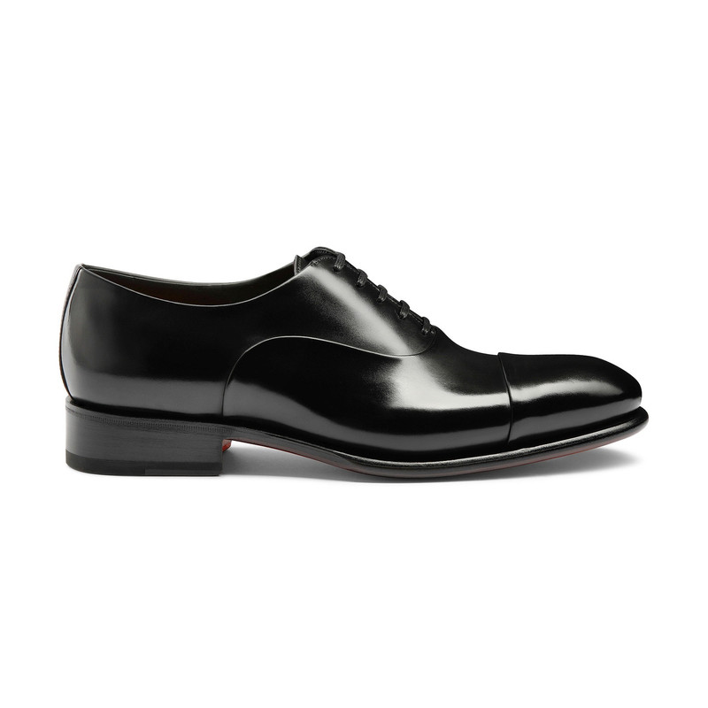 Men's polished black leather Oxford shoe - 1