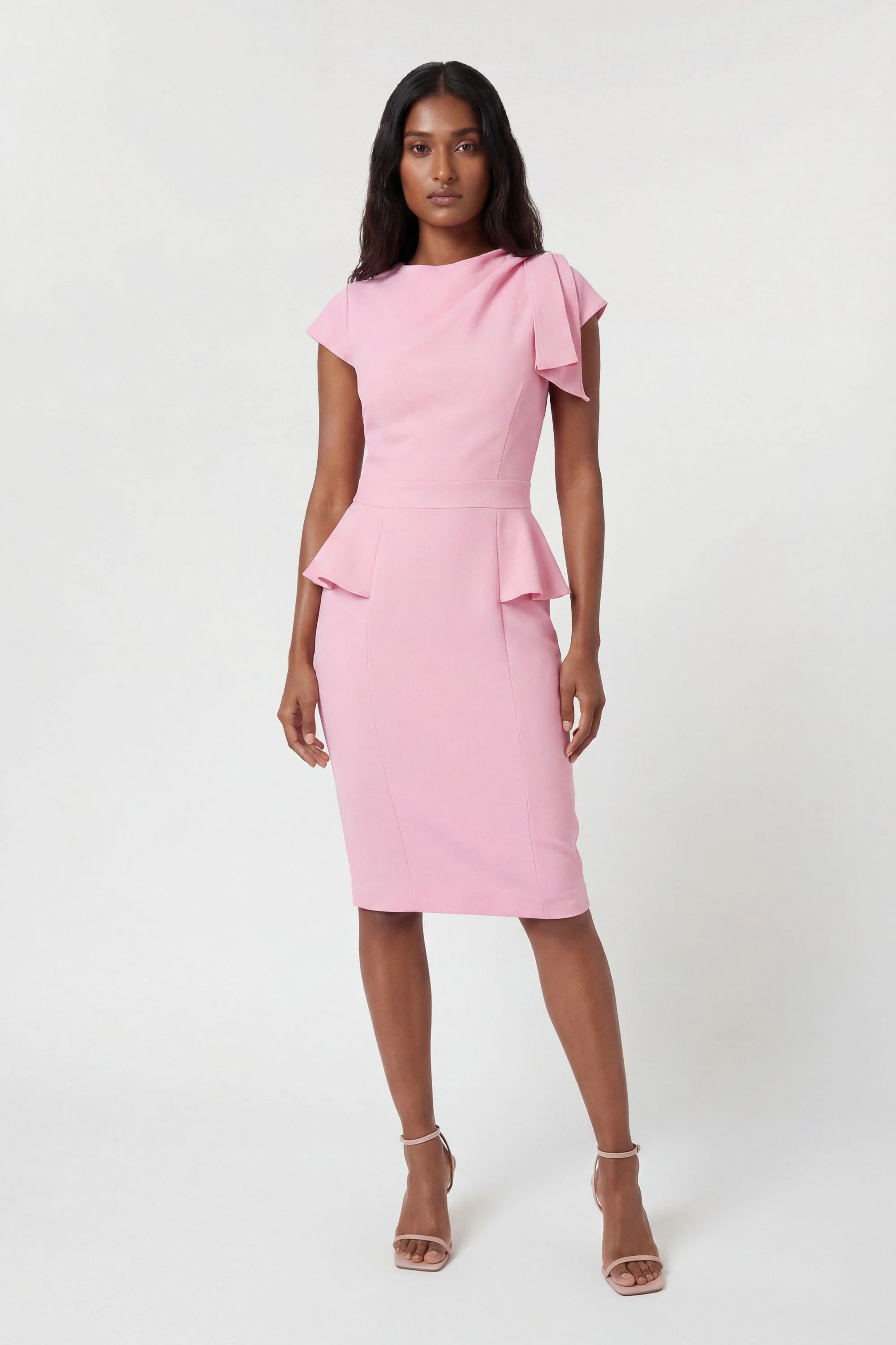 Structured Ruched Detail Midi Dress - 1