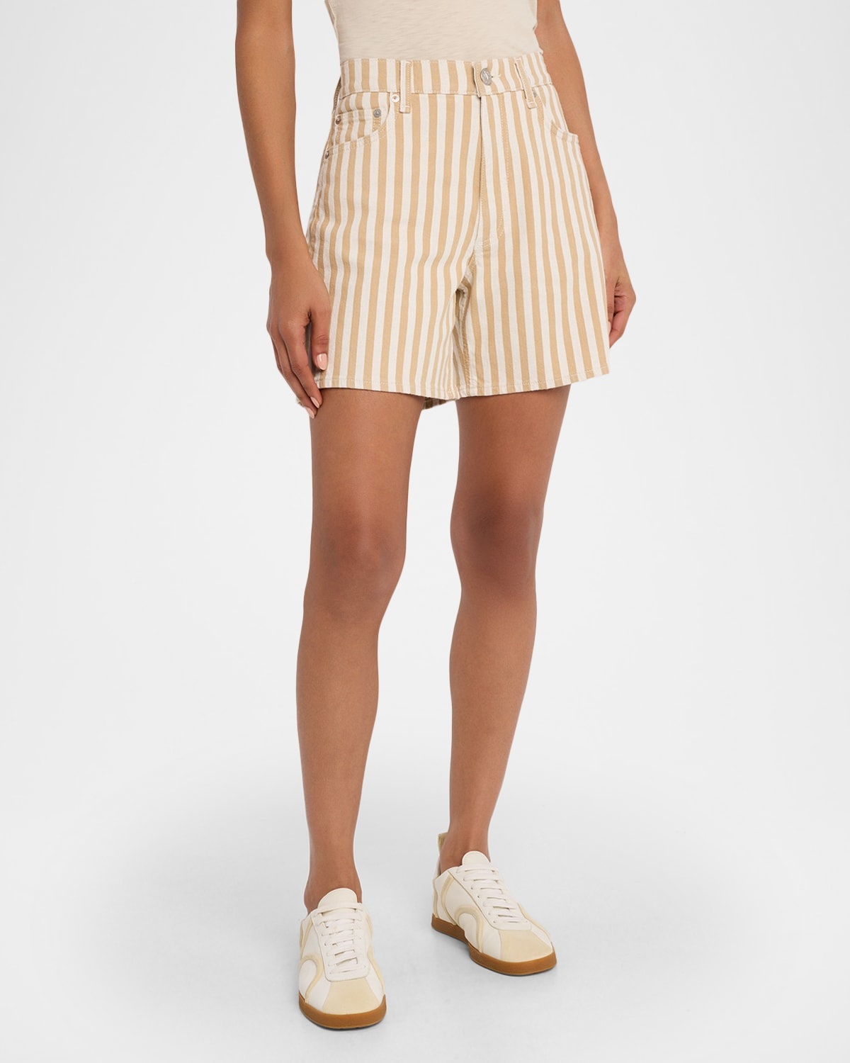 Kaia Stripe Denim Shorts - 4