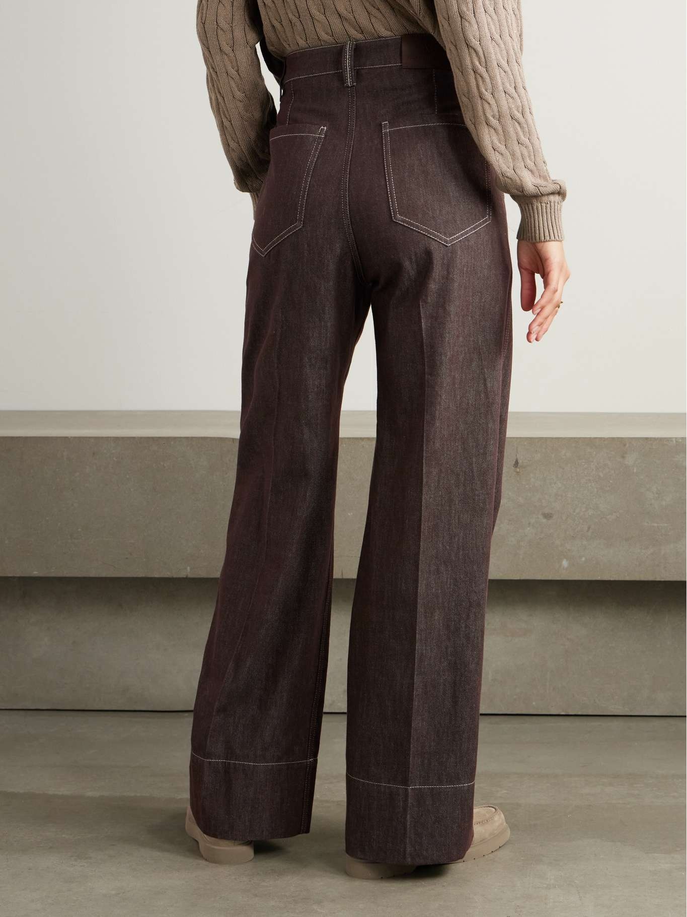 High-rise wide-leg jeans Brown - 3