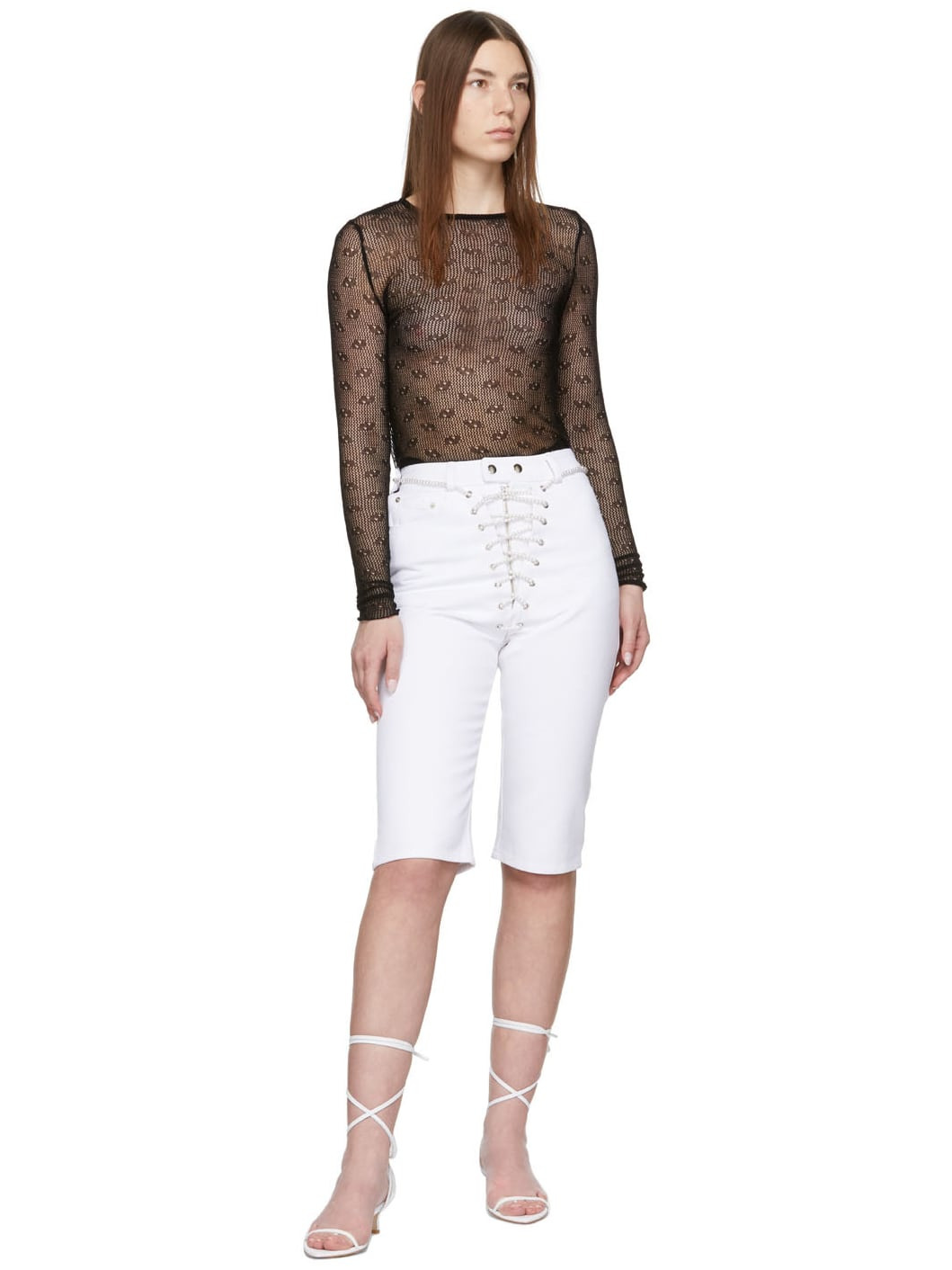 White the VOLON Edition Lace-Up Heeled Sandals - 5