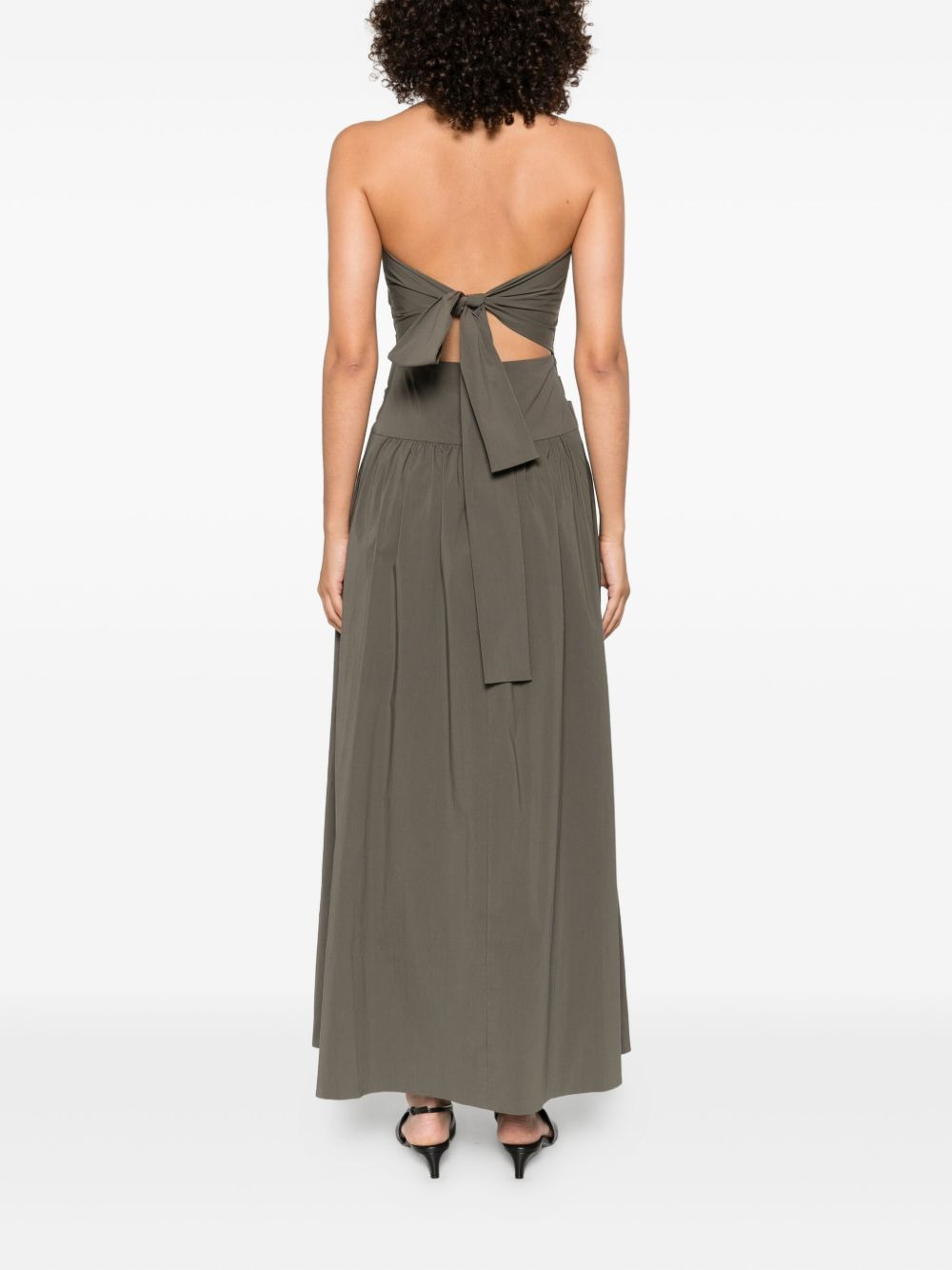 gathered-detail strapless midi dress - 4